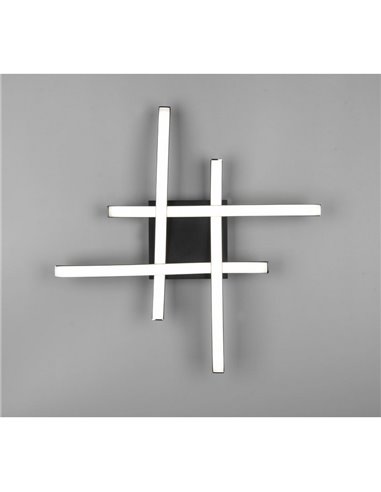 Plafón LED de techo ROUTE 46x46cm 5W 4x500lm, luz cálida 3000K IP20 Negro