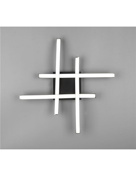 Plafón LED de techo ROUTE 46x46cm 5W 4x500lm, luz cálida 3000K IP20 Negro
