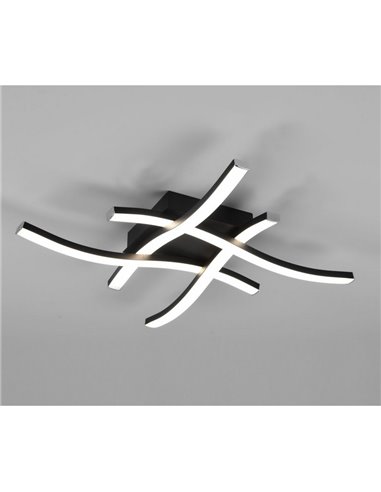 Plafón LED de techo ROUTE 46x46cm 5W 4x500lm, luz cálida 3000K IP20 Negro