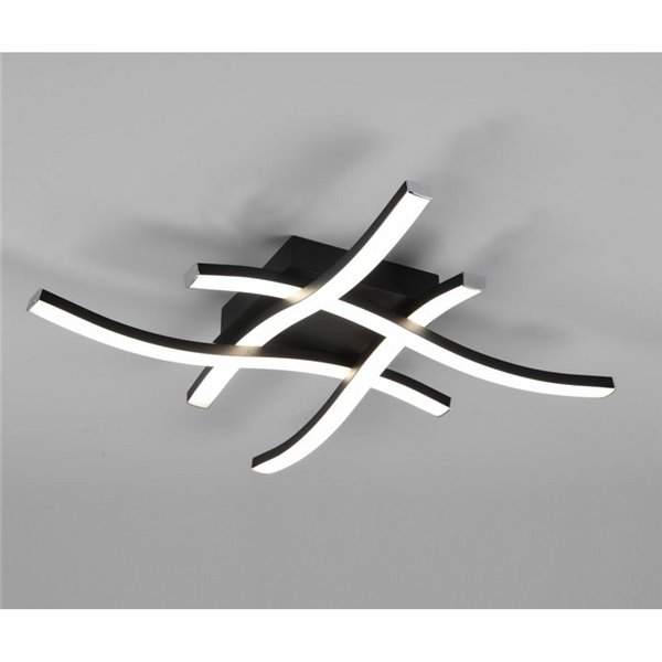 Plafón LED de techo ROUTE 46x46cm 5W 4x500lm, luz cálida 3000K IP20 Negro
