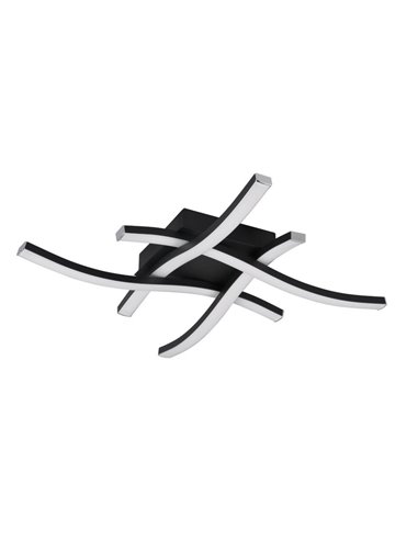 Plafón LED de techo ROUTE 46x46cm 5W 4x500lm, luz cálida 3000K IP20 Negro