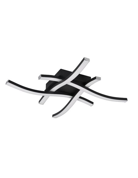 Plafón LED de techo ROUTE 46x46cm 5W 4x500lm, luz cálida 3000K IP20 Negro