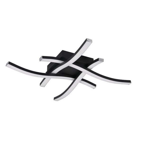 Plafón LED de techo ROUTE 46x46cm 5W 4x500lm, luz cálida 3000K IP20 Negro