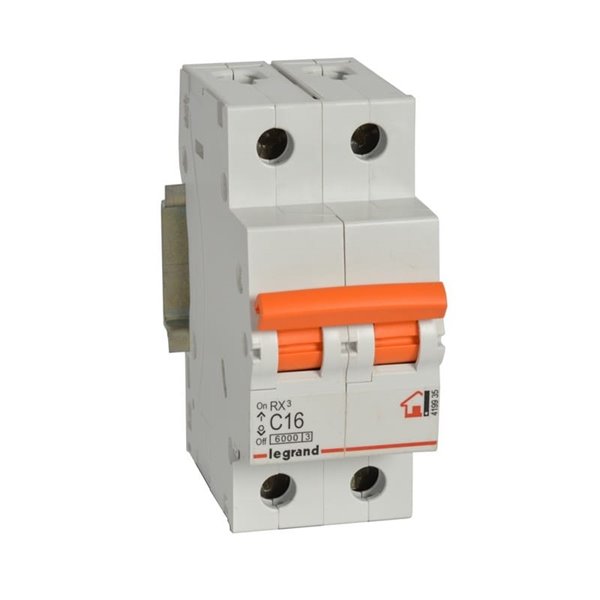Interruptor magnetotérmico vivienda Legrand RX³ 2P (doble polo, estándar) 16 A curva C 6 kA