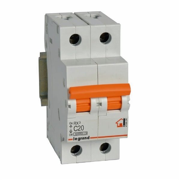 Interruptor magnetotérmico Legrand RX³ vivienda 2P (doble polo, estándar) 20 A curva C 6 kA