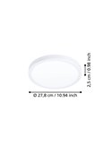 Plafón LED blanco FUEVA 6 Ø280mm, 14,2W 1800Lm CCT (2700K-4000K-6500K), IP20