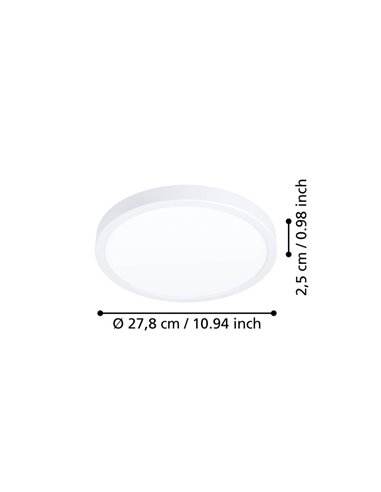 Plafon LED branco FUEVA 6 Ø280mm, 14,2W 1800Lm CCT (2700K-4000K-6500K), IP20