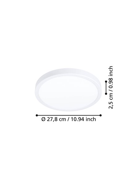 Plafón LED blanco FUEVA 6 Ø280mm, 14,2W 1800Lm CCT (2700K-4000K-6500K), IP20