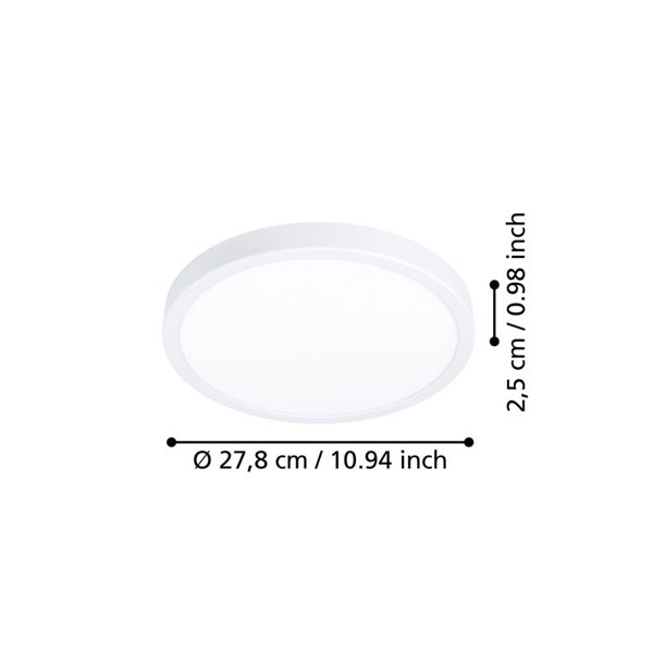 Plafón LED blanco FUEVA 6 Ø280mm, 14,2W 1800Lm CCT (2700K-4000K-6500K), IP20