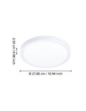 Plafón de baño IP44 Ø280mm FUEVA 6 blanco, 14,2W 1800Lm CCT (2700K-4000K-6500K)