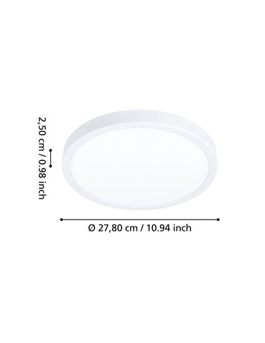 Plafón de baño IP44 Ø280mm FUEVA 6 blanco, 14,2W 1800Lm CCT (2700K-4000K-6500K)