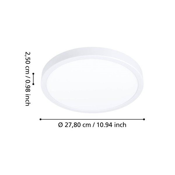 Plafonnier de salle de bain IP44 Ø280mm FUEVA 6 blanc, 14,2W 1800Lm CCT (2700K-4000K-6500K)