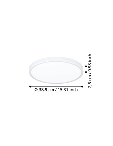 Plafonnier LED apparent Ø390mm blanc FUEVA 6, 17W 2900Lm CCT (2700K-4000K-6500K), IP20
