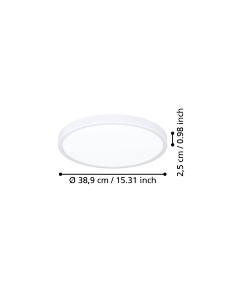 Plafonnier LED apparent Ø390mm blanc FUEVA 6, 17W 2900Lm CCT (2700K-4000K-6500K), IP20