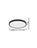 Luminária de teto LED redonda Ø390mm preta FUEVA 6, 17W 2900Lm CCT (2700K-4000K-6500K), IP20