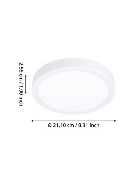 Plafón LED inteligente CONNECT-Z blanco Ø210mm FUEVA 6-Z, RGB+CCT (2700-6500K)