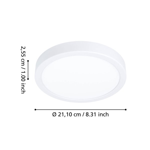 Plafón LED inteligente CONNECT-Z blanco Ø210mm FUEVA 6-Z, RGB+CCT (2700-6500K)