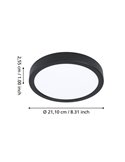 Plafón LED inteligente CONNECT-Z negro Ø210mm FUEVA 6-Z, RGB+CCT (2700-6500K)