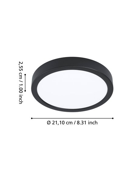 Plafón LED inteligente CONNECT-Z negro Ø210mm FUEVA 6-Z, RGB+CCT (2700-6500K)