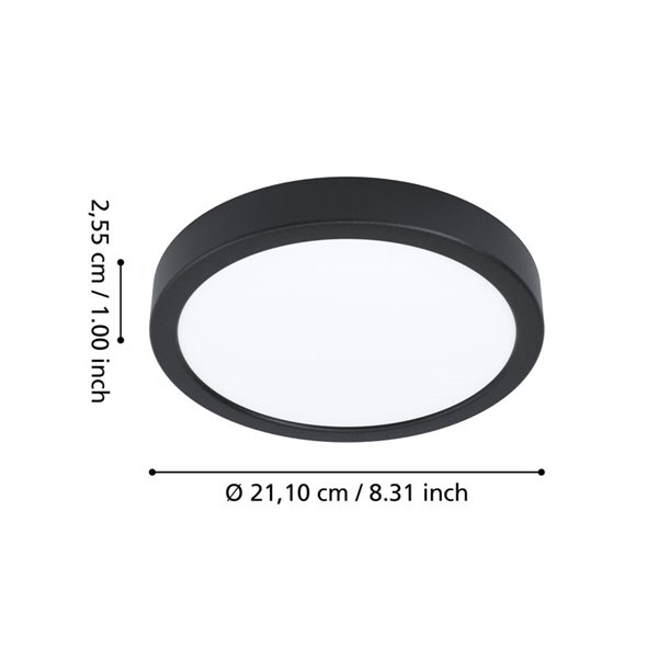 Plafón LED inteligente CONNECT-Z negro Ø210mm FUEVA 6-Z, RGB+CCT (2700-6500K)