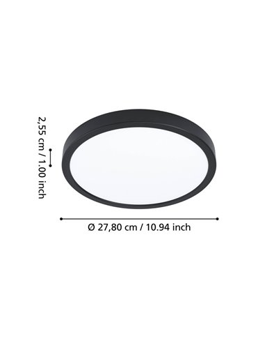 Plafón LED inteligente redondo CONNECT-Z negro Ø280mm FUEVA 6-Z, RGB+CCT (2700-6500K)