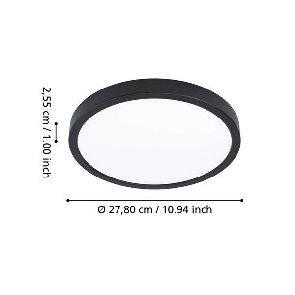 Plafón LED inteligente redondo CONNECT-Z negro Ø280mm FUEVA 6-Z, RGB+CCT (2700-6500K)