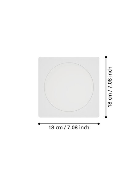 Downlight LED empotrable cuadrado 166×166mm blanco FUEVA 6, CCT (2700K-4000K-6500K), 10,5W 1200Lm, IP20