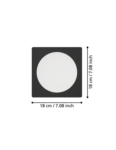 Downlight empotrable LED cuadrado 166×166mm negro FUEVA 6, CCT (2700K-4000K-6500K), 10,5W 1200Lm, IP20