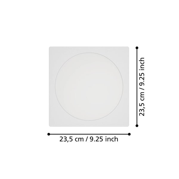 Downlight LED quadrado embutido 216x216mm branco FUEVA 6, CCT (2700K-4000K-6500K), 18,5W 2100Lm, IP20