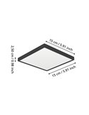Downlight de superficie LED cuadrado baño negro FUEVA 6, 150×150mm, 6,3W 720Lm, CCT (2700K-4000K-6500K), IP44