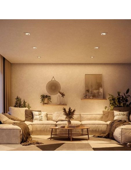 Aro empotrable cuadrado PERIDOT niquel 30º GU10 8720169392700 ambiente| LeonLeds