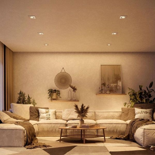 Aro empotrable cuadrado PERIDOT niquel 30º GU10 8720169392700 ambiente| LeonLeds