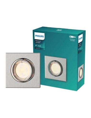 Aro empotrable cuadrado PERIDOT niquel 30º GU10 8720169392700 caja | LeonLeds