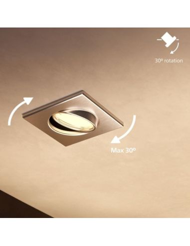 Anneau encastré carré nickelé PERIDOT, 30°, GU10, 8720169392700, orientable | LeonLeds