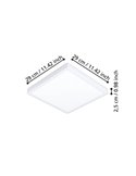 Plafón LED de superficie cuadrado blanco FUEVA 6 290×290mm, 14,2W 1800Lm, CCT (2700K-4000K-6500K), IP20