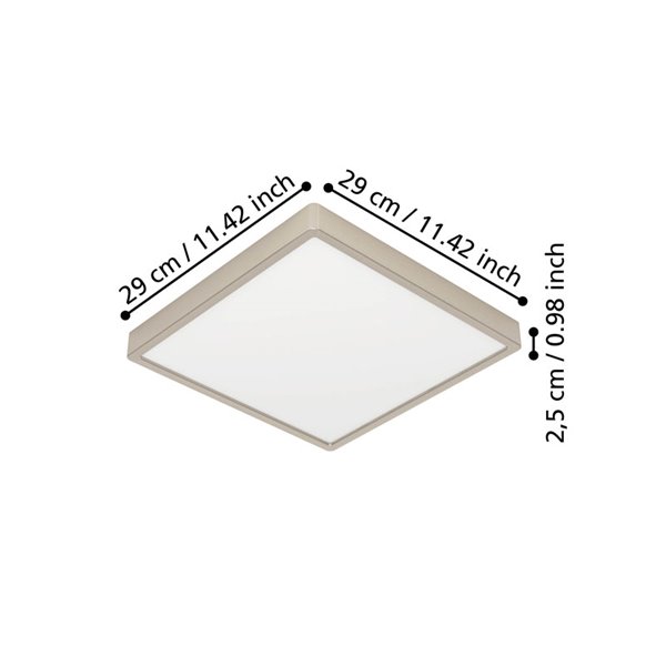 Luminaria LED de techo de superficie FUEVA 6 níquel 290×290mm, 14,2W 1800Lm, CCT (2700K-4000K-6500K), IP20