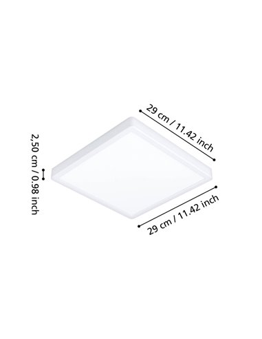 Plafón LED para baño de superficie cuadrado blanco FUEVA 6 290×290mm, 14,2W 1800Lm, CCT (2700K-4000K-6500K), IP44
