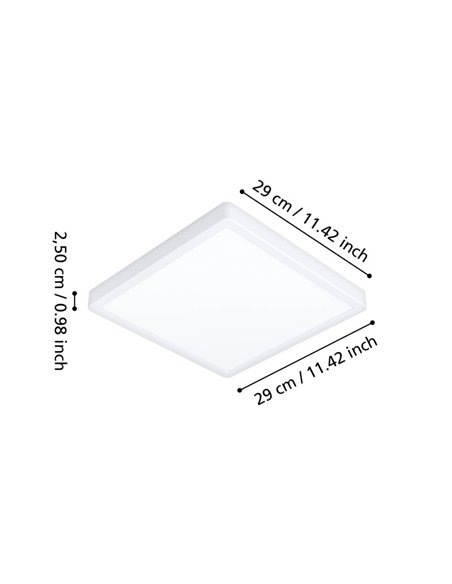 Luminária de teto LED branca para banheiro, FUEVA, 6 quadrados, 290 x 290 mm, 14,2 W, 1800 lm, CCT (2700K-4000K-6500K), IP44