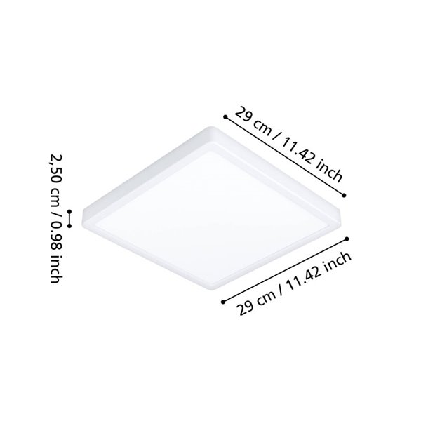 Plafón LED para baño de superficie cuadrado blanco FUEVA 6 290×290mm, 14,2W 1800Lm, CCT (2700K-4000K-6500K), IP44