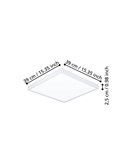 Plafonnier carré blanc FUEVA 6 LED en saillie, 390 x 390 mm, 17,5 W, 2800 lm, CCT (2700K-4000K-6500K), IP20