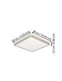 Plafon LED quadrado de superfície níquel mate FUEVA 6 390×390 mm, 17,5 W 2800 Lm, CCT (2700 K-4000 K-6500 K)