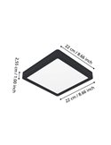 Plafón LED inteligente CONNECT-Z cuadrado negro FUEVA 6-Z 220×220mm, 10,5W 1600Lm, RGB+CCT (2700K-6500K)