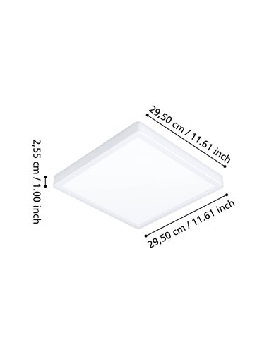 Plafón LED inteligente CONNECT-Z cuadrado blanco FUEVA 6-Z 290×290mm, 13,5W 2000Lm, RGB+CCT (2700K-6500K)