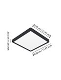 Plafón LED inteligente CONNECT-Z cuadrado negro FUEVA 6-Z 290×290mm, 13,5W 2000Lm, RGB+CCT (2700K-6500K)