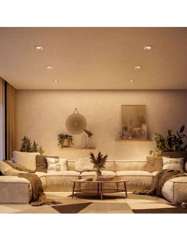 Pack 3 aros empotrables cuadrados PERIDOT níquel 30º GU10 8721103037053 ambiente | LeonLeds