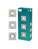Pack 3 aros empotrables cuadrados PERIDOT níquel 30º GU10 8721103037053 caja | LeonLeds