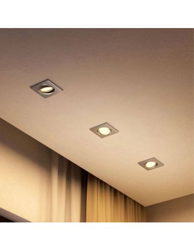 Pack 3 aros empotrables cuadrados PERIDOT níquel 30º GU10 8721103037053 detalle | LeonLeds