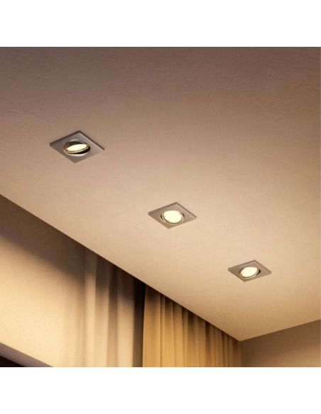 Pack 3 aros empotrables cuadrados PERIDOT níquel 30º GU10 8721103037053 detalle | LeonLeds