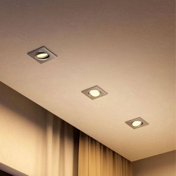 Pack 3 aros empotrables cuadrados PERIDOT níquel 30º GU10 8721103037053 detalle | LeonLeds