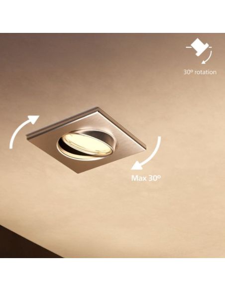Pack 3 aros empotrables cuadrados PERIDOT níquel 30º GU10 8721103037053 orientable | LeonLeds